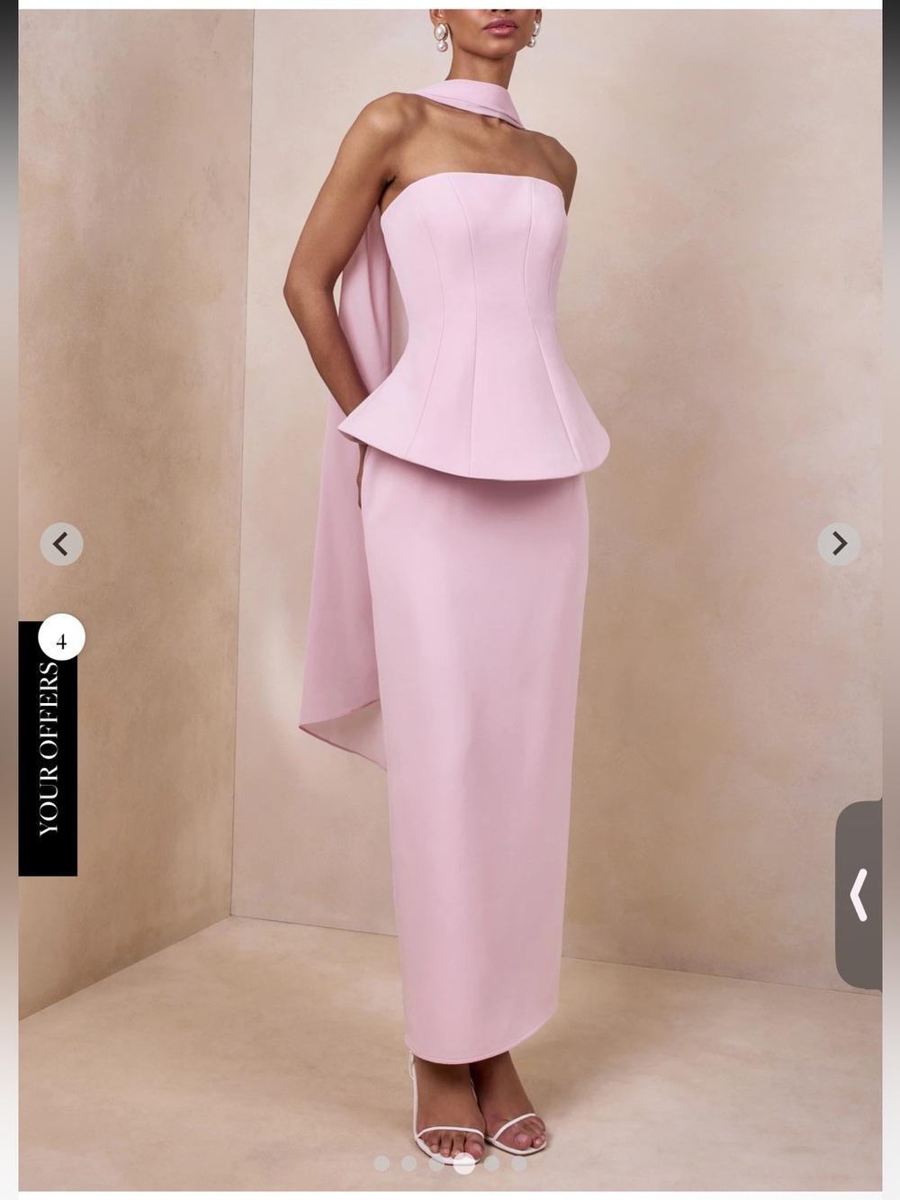 CLUB L - FARRON Light Pink Bandeau Corset Maxi Dress MISSING NECK SCARF - Picture 4 of 6